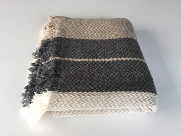 Plaid rayures sable et gris
