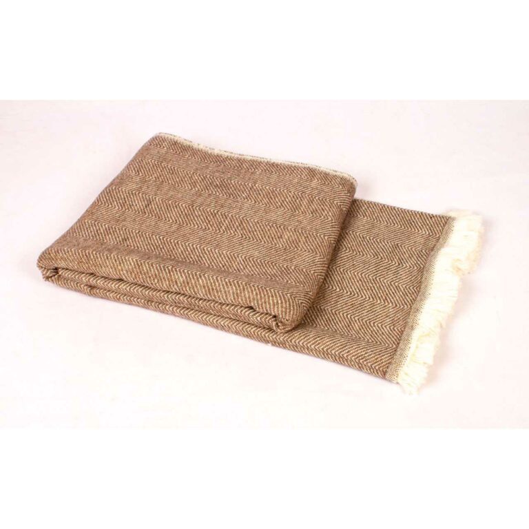 plaid chevron camel frange ecrue 1