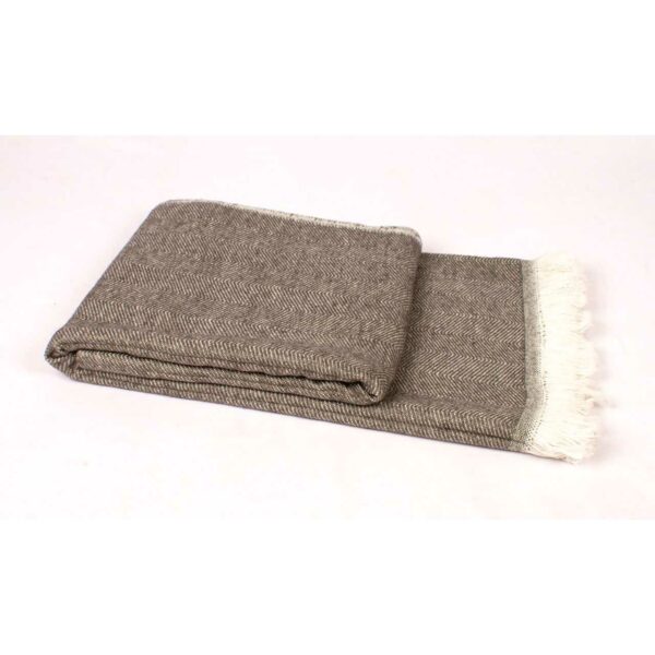 plaid chevron gris frange ecrue 1
